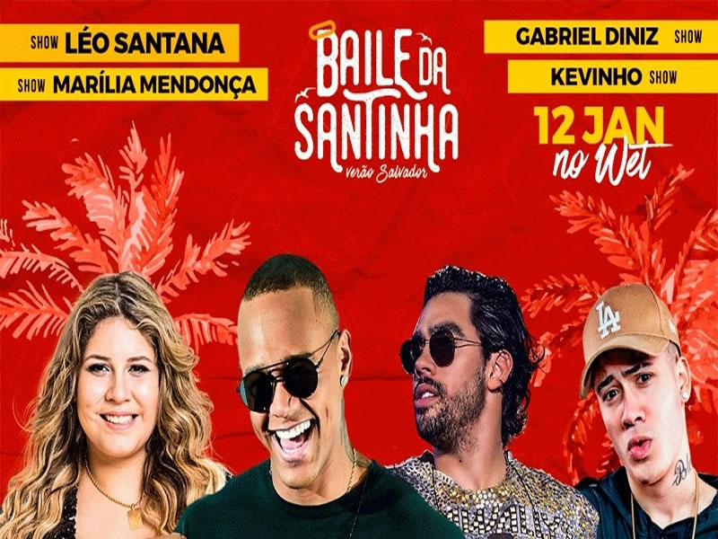 Marília Mendonça, Kevinho e Gabriel Diniz são atrações do segundo Baile da Santinha